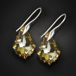 Sidabriniai auskarai moterims DiamondSky Baroque IV Golden Shadow su Swarovski kristalais