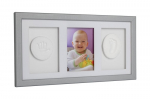 Trigubo rėmelio su moliu rinkinys Baby HandPrint, pilkas
