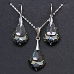 Sidabrinis papuo&scaron;alų rinkinys moterims DiamondSky &bdquo;Baroque IV (Silver Night)&ldquo; su Swarovski kristalais