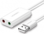 Adapteris USB Ugreen 2.0 - 3,5 mm mini jack (US205 30143), baltas