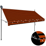 Rankinė i&scaron;traukiama markizė su LED vidaXL, oranžinė ir ruda, 300cm