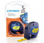 dymo originalios juostos kasetė, dymo, 59423, s0721620, juodas spausdinimas/geltonas pagrindas, 4 m, 12 mm, plastikinė juosta letratag