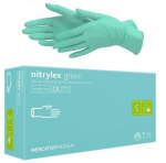 Vienkartinės nitrilo pir&scaron;tinės Mercator Nitrylex Green S, žalios, 100 vnt.