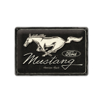 Metalinė plok&scaron;tė 20 x 30 cm / Ford Mustang - Horse logotipas, juoda