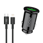 Automobilinis įkroviklis Dudao 'R3Pro' juodas 20W (1xPD / 1xQC3.0) + 'Type-C / Lightning' laidas
