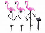 Saulės energijos įkraunamas LED sodo &scaron;viestuvų rinkinys - flamingai, 3 vnt, 53cm