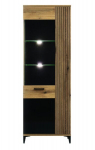 Pastatoma vitrina Liveo ARIS AS7, kairinė, su led ap&scaron;vietimu, ruda/juoda