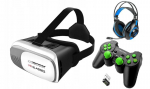 VR akiniai Esperanza GOGGLE VR 3D 360 ir Esperamza žaidimų pultas ir ESPERANZA ausinės su mikrofonu