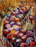 Deimantinė mozaika su rėmeliu TM Varvikas - Autumn Umbrellas LG152e 40x50 cm