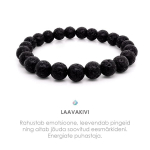 Apyrankė i&scaron; lavos akmens 8mm (Juoda)