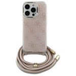 Guess&ldquo; Crossbody Cord 4G Print iPhone 16&ldquo; dėklas &ndash; rožinis