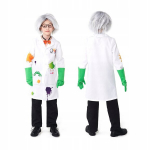 Beproti&scaron;ko mokslininko kostiumo rinkinys perukas karnavalo persirengėliai vaikams m