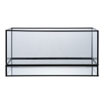 Juodas metalinis žvakidė su stiklu 30 x 15 cm