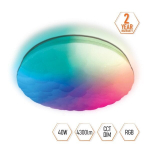 LED lubų pritemdomas &scaron;viestuvas su nuotolinio valdymo pulteliu, 40+8W, RGB(Rainbow), 4300Lm