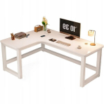 Kampinis žaidimų kompiuterio stalas didelis modernus baltas loftas 120 cm