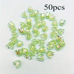50 vnt. 9mm Fantazijos Orchidėjos Gėlių Pakabukai Papuo&scaron;alams Rivex, &Scaron;viesiai žalia spalva