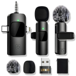 Belaidžio mikrofono rinkinys, suderinamas su Android, iOS, ne&scaron;iojamaisiais kompiuteriais ir fotoaparatais, LIVMAN K15