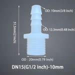 Plastikinė žarnos jungtis su i&scaron;oriniu sriegiu G1/2, G1/2&ndash;10 mm (3/8 colio)