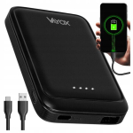 Atsarginis maitinimo &scaron;altinis ("Power Bank") "Powerbank" 5000 mAh USB-C įvestis USB-A i&scaron;vestis + USB-C 5V 2,1 A juoda VA0339 Vayox