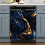 Magnetinis indaplovės dangtelis su mėlynu aukso ra&scaron;tu, 63,5*58,42 cm