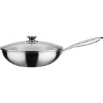 GSW Wok pro with lid - &Oslash; 32 cm - 3-PLY bottom - Riveted handle - Stainless steel - All heat sources including induction