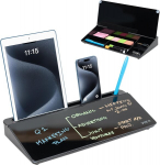 Vivo Desk-wb16b stiklinė lenta-organaizeris 41 x 18 cm, juoda, skirta ra&scaron;omajam stalui su paslėptais skyreliais ir įrenginio lizdu