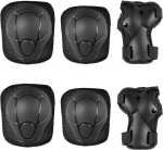Wolintek vaiki&scaron;ki kelių apsaugos, 6-in-1 kelių apsaugos, apsaugų rinkinys, reguliuojamos kelių apsaugos, alkūnių apsaugos ir rie&scaron;o apsaugos skirtos įvairioms sporto &scaron;akoms riedlentėms paspirtukams važinėjimui (juodos)