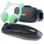 Žaidimų rinkinys Vr akiniai 360 laipsnių 3d Bluetooth pultelis ausinės