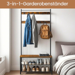 Kabė 32 x 85 x 177 cm, Senovinis Ruda-Juoda, Riidenagi, VASAGLE HSR401B01, 32 x 85 x 177 cm, Vintage Pruun-Must