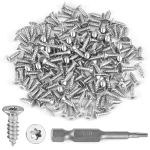 Yongqing 150 vnt. savaime įsisriegiančių nerūdijančio plieno torx varžtų rinkinys, m3 x 10 mm įleidžiami torx varžtai, slyvinės galvutės nerūdijančio plieno 304 medienos varžtai su t10 atsuktuvu, nerūdijančio plieno varžtai baldams (150, m3