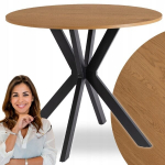Apvalus virtuvės stalas svetainei Valgomasis Virtuvė Ąžuolas Auksas 90 cm LAUREN