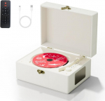 Įkraunamas odinis CD grotuvas Bluetooth, namams, baltas, 1 vnt