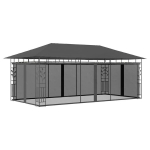 Pavėsinė su tinkleliu nuo uodų, 6x3x2,73 m, pilka