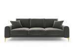 Keturvietė sofa Mazzini Sofas Madara, tamsiai pilka/auksinės spalvos