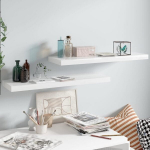 vidaXL Pakabinamos lentynos, 2vnt., baltos, 80x23,5x3,8cm, MDF