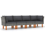 Keturvietė sodo sofa su pagalvėlėmis, pilka