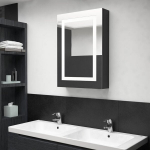 Veidrodinė vonios spintelė su LED, 50x13x70cm, juoda