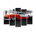 Penkių dalių reprodukcija Automobilis