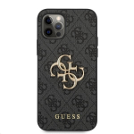 Guess PU 4G Metal Logo Case, skirtas iPhone 12/12 Pro, pilkas