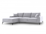 Mink&scaron;tas kampas Mazzini Sofas Madara, veliūras, sidabrinės spalvos/juodas