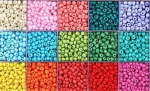 Stiklinių apvalių karoliukų (biserio) 6/0 RainBow&reg; 15 ry&scaron;kių spalvų po 10 g rinkinys