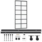 Stumdomos durys su įrangos rinkiniu, 90x205cm, ESG ir aliuminis, Juoda