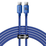 Greito įkrovimo ir duomenų perdavimo USB-C kabelis 100W, 2m, mėlynas