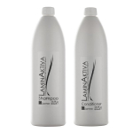 Keratino terapijos rinkinys plaukams LAMINAKTIVA: &scaron;ampūnas 1000 ml + kondicionierius 1000 ml