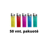 Žiebtuvėliai, flint, įvairių spalvų, skaidrūs, 50 vnt. x 1 pak