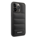 Karl Lagerfeld Quilted Puffy Metal Logo Case skirtas iPhone 14 Pro Max, juodas