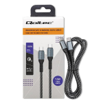 QOLTEC 52358 USB-C Kabelis 100W, 1.5m, Juodas, USB 2.0, Greitas Įkrovimas QC 3.0 ir PD, I&scaron;maniesiems telefonams