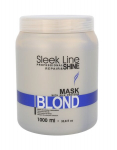 Geltonus tonus neutralizuojanti kaukė &scaron;viesiems plaukams su &scaron;ilko ekstraktu Stapiz Sleek Line Blond, 1000 ml