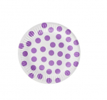Popierinės lėk&scaron;tutės balta su violetiniais ta&scaron;keliais, 18cm, 6 vnt.