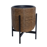 Vazonas Wicker, su stovu, 30x30x38cm, rudas
